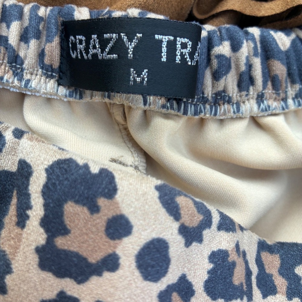 Crazy Train Leopard Print High Waist Fringe Shorts - Brown Black - Picture 3 of 5